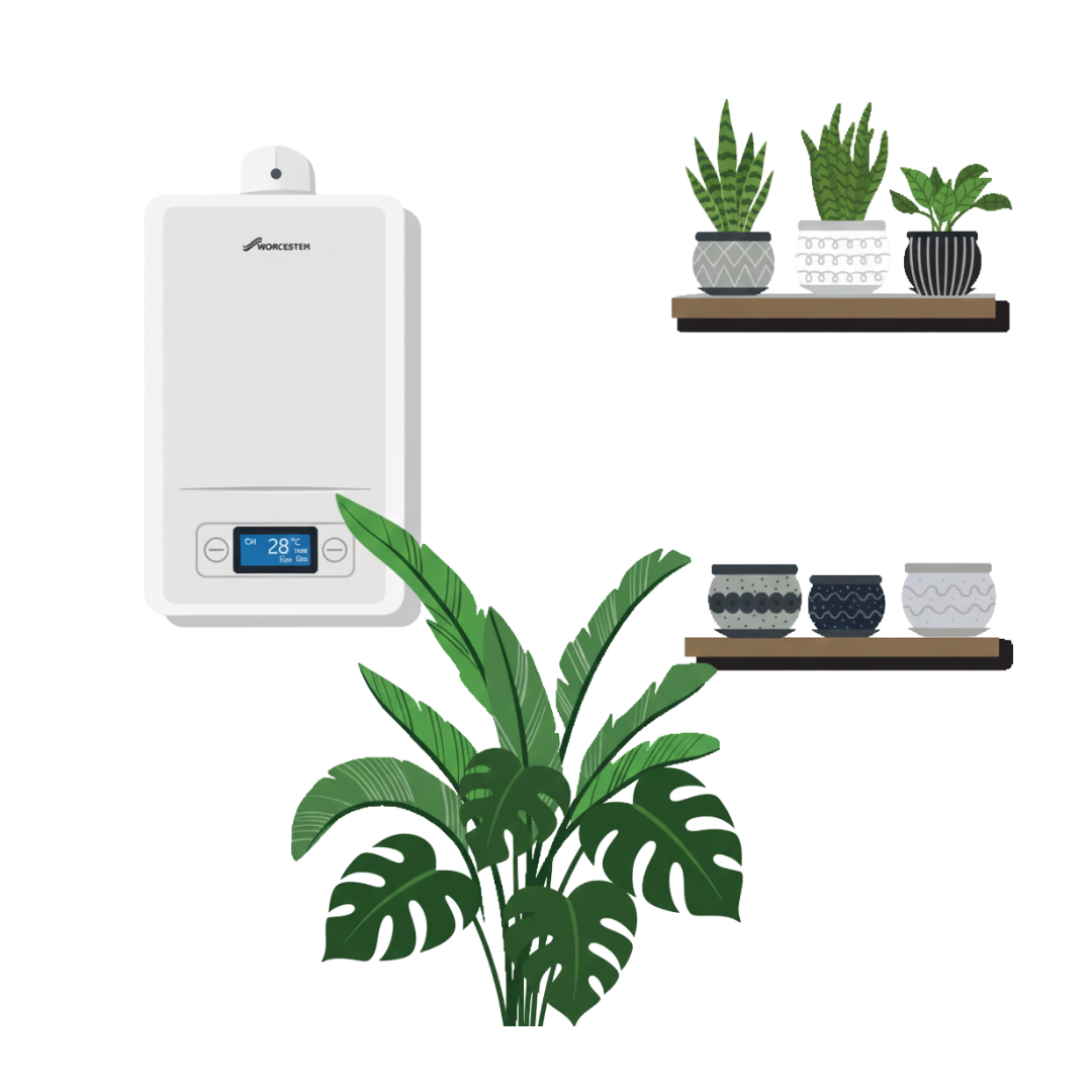 Worcester Bosch gas boiler providing energy-efficient heating in Bedford home