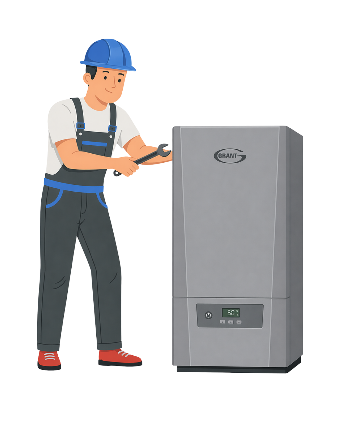 OFTEC engineer installing Grant oil boiler in Bedford home without mains gas